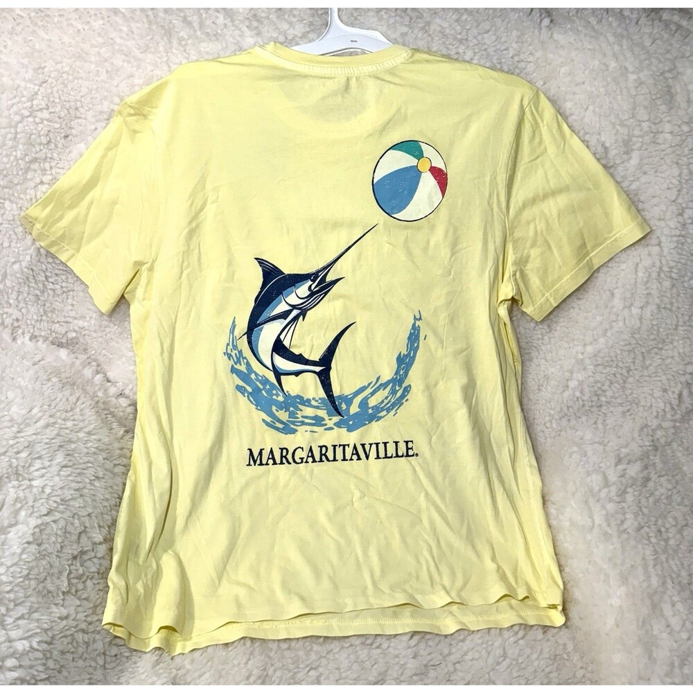 Margaritaville T-shirt Yellow Short Sleeve Marlin Fish Beach Vacation Tee Size L - Picture 3 of 4